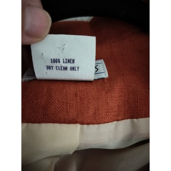 3316)Vtg Central Falls Orange Linen Two Button Closure Lined Blazer Size 10 - Picture 9 of 10